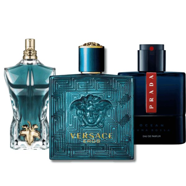 Bundle of 3 Fragrances Prada Luna Rossa, Versace Eros, Le Beau (Eau de Parfum)